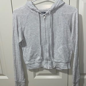 Light Grey Cropped Hooded Sweater